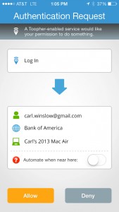 Authentication Request Screen Shot  - iOS